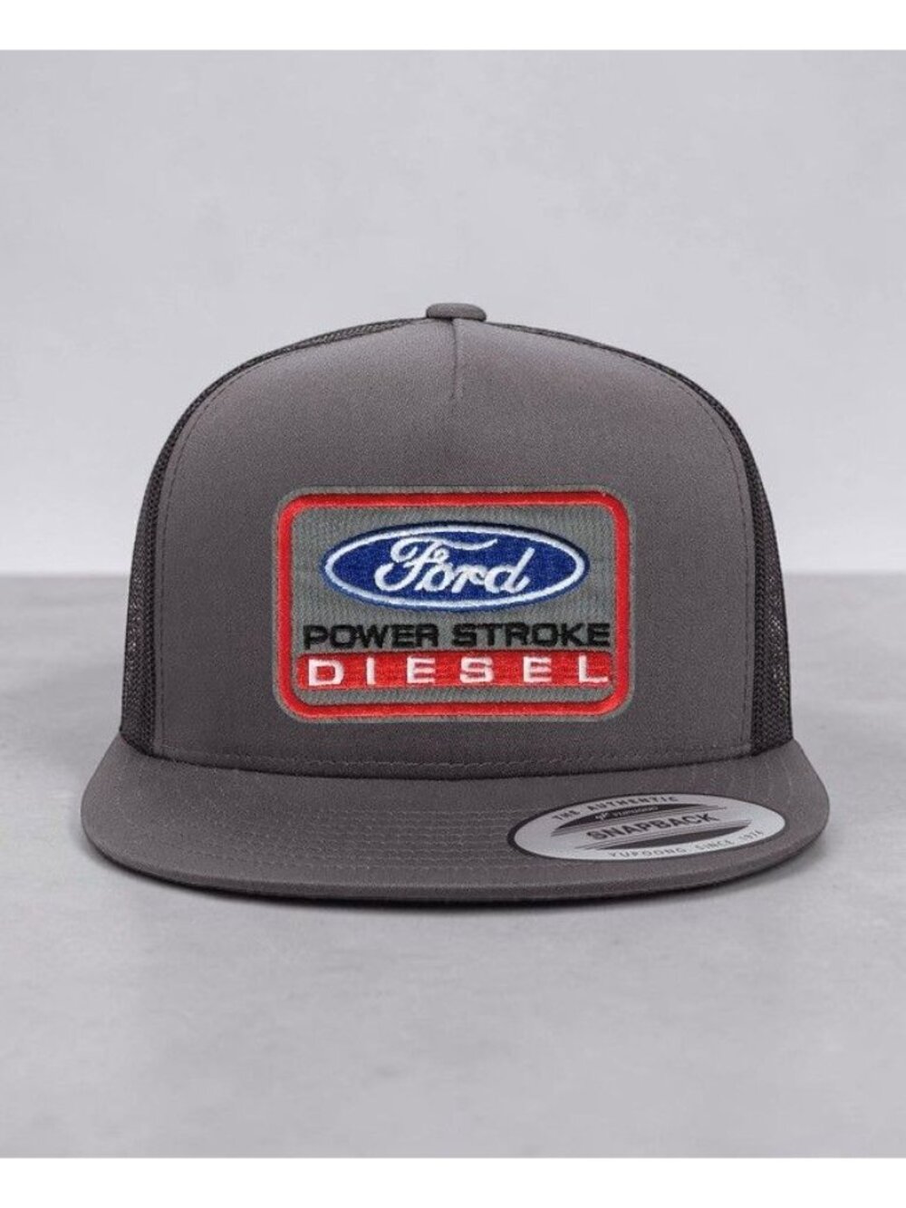 Ford Diesel Power Stroke Patch on YP Flat Bill Trucker Hat Mesh Back Snapback ch